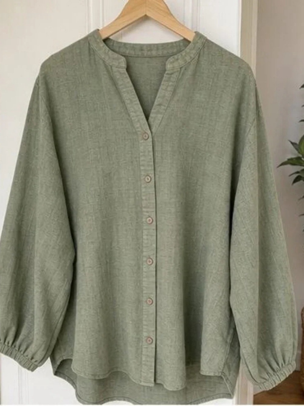 🧡 Women's green button-front loose jac…